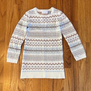Sparkly sweater dress- Nordic Patterned in Cream and Gray and brown
